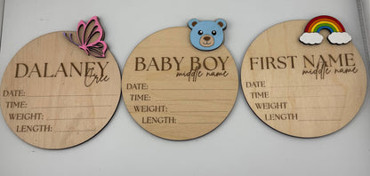 Wooden Birth Annoucement