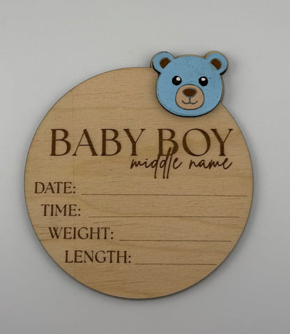 Wooden Birth Annoucement